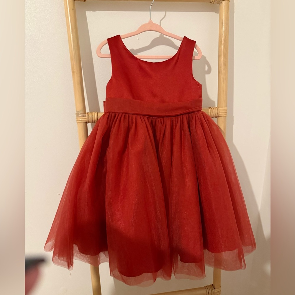 Azazie Rust Red Sleeveless Tulle Dress